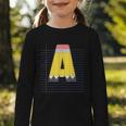 Cute Yellow School Pencil Alphabet Letter A Back To School Graphic Toddler Long Sleeve Tee Cute Yellow School Pencil Alphabet Letter A Back To School Graphic Toddler Long Sleeve Tee