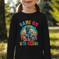 Dinosaur Video Games Back To School 5th Grade Boys Gamer Graphic Toddler Long Sleeve Tee Dinosaur Video Games Back To School 5th Grade Boys Gamer Graphic Toddler Long Sleeve Tee
