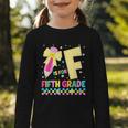 F Is For Fifth Grade Back To School Pencil Bow 5th Grade Kid Graphic Toddler Long Sleeve Tee