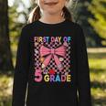 First Day Of 5th Grade Coquette Back To School Girls Kids Graphic Toddler Long Sleeve Tee