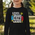 First Day Of 6th Grade Level Unlocked Game Back To School Graphic Toddler Long Sleeve Tee