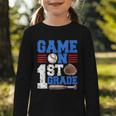 Game On First Grade Boy Baseball Back To School Graphic Toddler Long Sleeve Tee