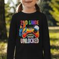 Gamer Back To School Gamepad 2nd Second Grade Level Unlocked Graphic Toddler Long Sleeve Tee