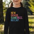 Gen Z Back To School New Grade Same Rizz No Cap Graphic Toddler Long Sleeve Tee Gen Z Back To School New Grade Same Rizz No Cap Graphic Toddler Long Sleeve Tee