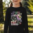 Girls Monster Trucks Ready To Crush Preschool Back To School Graphic Toddler Long Sleeve Tee