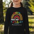 Happy First Day Of School Nurse Rainbow Back To School Graphic Toddler Long Sleeve Tee