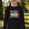 Hello First Grade Back To School Pencil Tie Dye 1st Grade Graphic Toddler Long Sleeve Tee