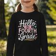 Hello Fourth Grade Back To School Girl Hearts Pink Bow Kids Graphic Toddler Long Sleeve Tee Hello Fourth Grade Back To School Girl Hearts Pink Bow Kids Graphic Toddler Long Sleeve Tee
