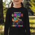 I'm Ready To Crush First Grade Dinosaur Truck Back To School Graphic Toddler Long Sleeve Tee