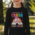 I'm Ready To Crush First Grade Unicorn Back To School Girls Graphic Toddler Long Sleeve Tee
