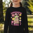 Kindergarten Vibes Groovy Kindergarten Back To School Frog Graphic Toddler Long Sleeve Tee