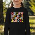 My Last First Day Of Elementary School Groovy Back To School Graphic Toddler Long Sleeve Tee My Last First Day Of Elementary School Groovy Back To School Graphic Toddler Long Sleeve Tee