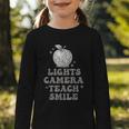 Lights Camera Teach Smile Disco-Ball Back To School Outfit Graphic Toddler Long Sleeve Tee Lights Camera Teach Smile Disco-Ball Back To School Outfit Graphic Toddler Long Sleeve Tee