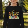 Next Stop 6th Grade Groovy Retro Sixth Grade Back To School Graphic Toddler Long Sleeve Tee