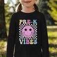 Pre-K Vibes Groovy Back To School PreK Preschool Girls Kids Graphic Toddler Long Sleeve Tee