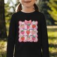 Preppy Back To School 3rd Grade Is My Jam Strawberry Bow Graphic Toddler Long Sleeve Tee