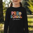 Preschool Team Retro Groovy Vintage Back To School Pre-K Graphic Toddler Long Sleeve Tee Preschool Team Retro Groovy Vintage Back To School Pre-K Graphic Toddler Long Sleeve Tee
