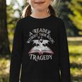 A Reader Without Their Book Is a Tragedy Back To School Graphic Toddler Long Sleeve Tee