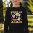 Readers Are Leaders Book Lover Back To School Groovy Girls Graphic Toddler Long Sleeve Tee