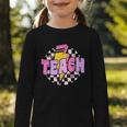Retro Checkered Teach Pencil Lightning Back To School Graphic Toddler Long Sleeve Tee Retro Checkered Teach Pencil Lightning Back To School Graphic Toddler Long Sleeve Tee
