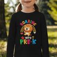 Roaring Into Pre-Kindergarten Lion Pre K Back To School Graphic Toddler Long Sleeve Tee