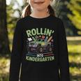 Rollin Into Kindergarten Monster Truck Back To School Graphic Toddler Long Sleeve Tee Rollin Into Kindergarten Monster Truck Back To School Graphic Toddler Long Sleeve Tee