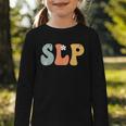 SLP Groovy Women Appreciation Day Hello Back To School Graphic Toddler Long Sleeve Tee