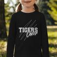 Tigers Cheer Back To School Cheerleading Team Spirit Graphic Toddler Long Sleeve Tee