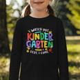 Watch Out Kindergarten Here I Come Kinder Back To School Kid Graphic Toddler Long Sleeve Tee Watch Out Kindergarten Here I Come Kinder Back To School Kid Graphic Toddler Long Sleeve Tee