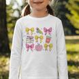 Apple Coquette Bow Books First Day Of School Back To School Graphic Toddler Long Sleeve Tee