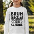 Bruh It's My First Day Of High School Back To School Graphic Toddler Long Sleeve Tee Bruh It's My First Day Of High School Back To School Graphic Toddler Long Sleeve Tee