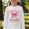 First Day Of 6th Grade Coquette Back To School Girls Kids Graphic Toddler Long Sleeve Tee