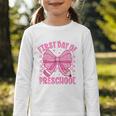 First Day Of Preschool Coquette Bow Back To School Girls Graphic Toddler Long Sleeve Tee