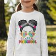 Hello Preschool Messy Bun Tie Dye Back To School Girls Kids Graphic Toddler Long Sleeve Tee Hello Preschool Messy Bun Tie Dye Back To School Girls Kids Graphic Toddler Long Sleeve Tee