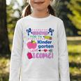 Kids Back To School Here I Come Kindergarten Girls TK Grad Graphic Toddler Long Sleeve Tee
