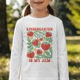 Kindergarten Is My Jam Boho Floral Strawberry Back To School Graphic Toddler Long Sleeve Tee Kindergarten Is My Jam Boho Floral Strawberry Back To School Graphic Toddler Long Sleeve Tee