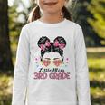 Little Miss 3rd Grade Messy Bun Back To School Graphic Toddler Long Sleeve Tee