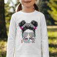 Little Miss Pre-K Girls Back To School Messy Bun Performance Graphic Toddler Long Sleeve Tee