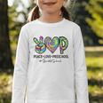 Peace Love Preschool First Day Of Preschool Back To School Graphic Toddler Long Sleeve Tee