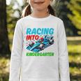 Racing Into Kindergarten Race Car Driver Back To School Performance Graphic Toddler Long Sleeve Tee Racing Into Kindergarten Race Car Driver Back To School Performance Graphic Toddler Long Sleeve Tee