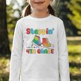 Steppin Into Fourth Grade Back To School First Day 4th Grade Graphic Toddler Long Sleeve Tee