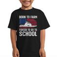 Born To Farm Forced To Go To School Farmer Back To School Graphic Kid T-Shirt
