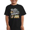 Cute Hello 1st Grade Dinosaur School Back To School Dino Bus Graphic Kid T-Shirt