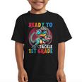 First Day Back To School 1st Grade Boys Football Dinosaur Graphic Kid T-Shirt First Day Back To School 1st Grade Boys Football Dinosaur Graphic Kid T-Shirt
