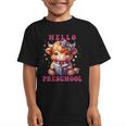 Hello Preschool Cute Highland Cow Lover Back To School Graphic Kid T-Shirt Hello Preschool Cute Highland Cow Lover Back To School Graphic Kid T-Shirt