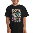 Lights Camera Teach Smile Back To School Awesome Learners Graphic Kid T-Shirt Lights Camera Teach Smile Back To School Awesome Learners Graphic Kid T-Shirt