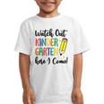 Back To School Kids Watch Out Kindergarten Here I Come Graphic Kid T-Shirt Back To School Kids Watch Out Kindergarten Here I Come Graphic Kid T-Shirt