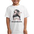Custodian Life Messy Bun Hair Glasses Leopard Back To School Graphic Kid T-Shirt Custodian Life Messy Bun Hair Glasses Leopard Back To School Graphic Kid T-Shirt