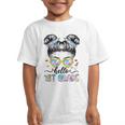 Hello 1st Grade Messy Bun Girl Back To School First Day Graphic Kid T-Shirt Hello 1st Grade Messy Bun Girl Back To School First Day Graphic Kid T-Shirt
