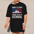 Born To Farm Forced To Go To School Farmer Back To School Graphic Kid T-Shirt